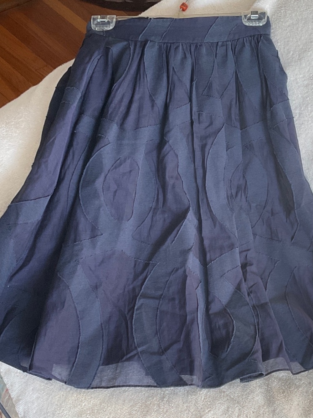 Badgley Mischka Navy A-Line Circle Appliqué Skirt